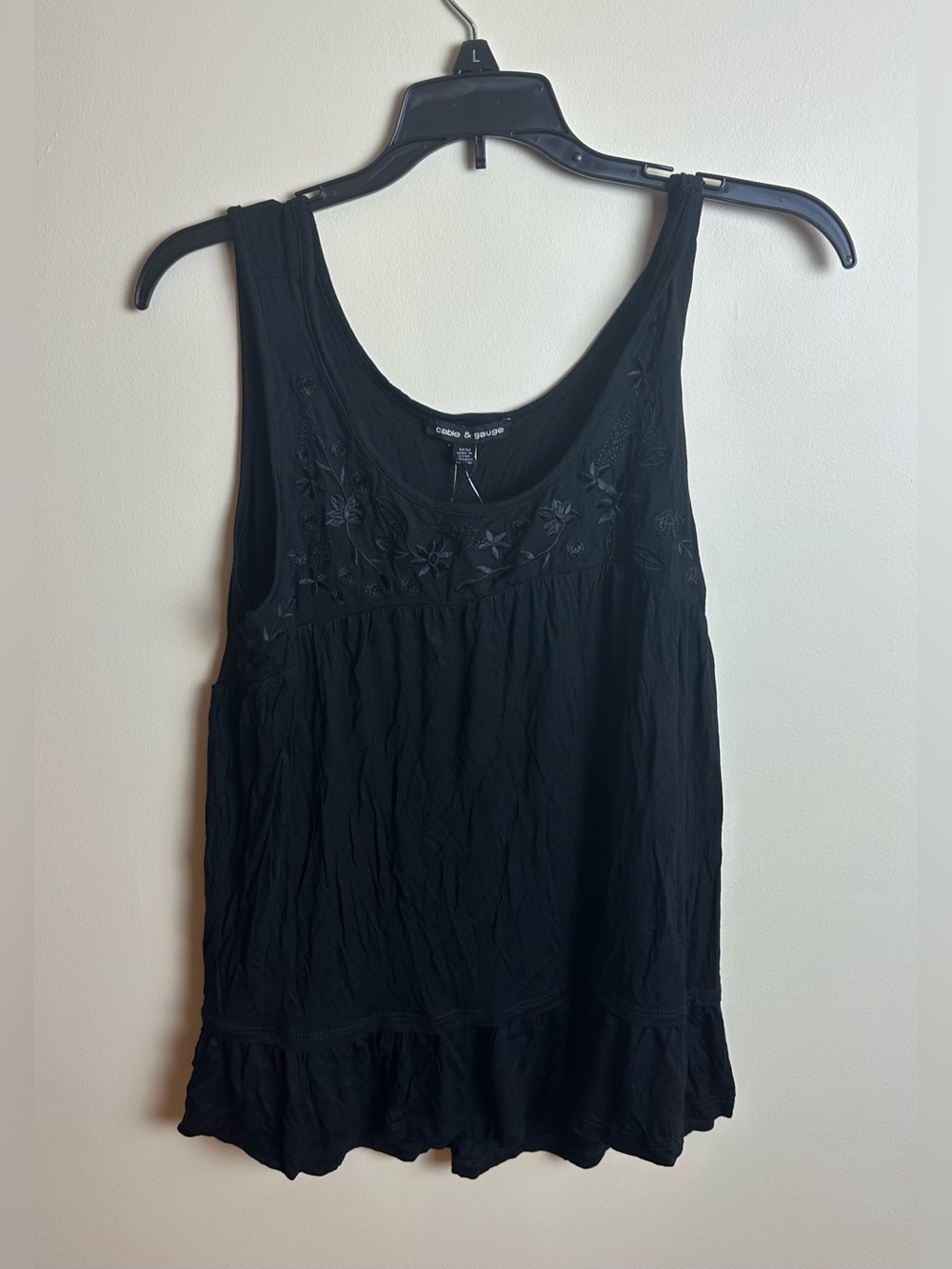 Black Embroidered Tank Top